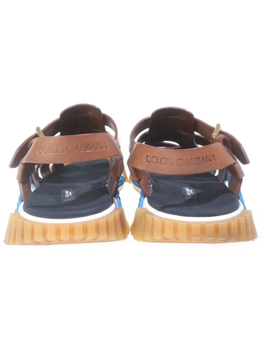 Dolce & Gabbana Sandals with Leather Buckle Rubber Sole Brown 9